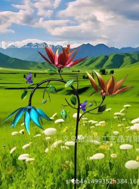 跨境金属铁艺YT256639工艺品旋风车户外意风花园多色花车装饰铁艺