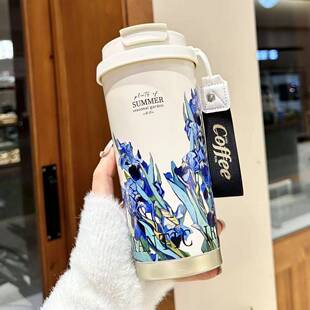 铃兰钢咖啡杯高颜值3温16双饮不锈保温陶杯瓷内胆文博康车载保杯