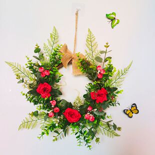 客厅电视背景墙面装饰品墙壁挂件花环卧室房间门上床头花朵小挂饰