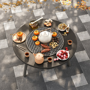 围炉煮茶桌户外庭院室外多功能炭火烧烤围聚冬天室内阳台烤火桌子