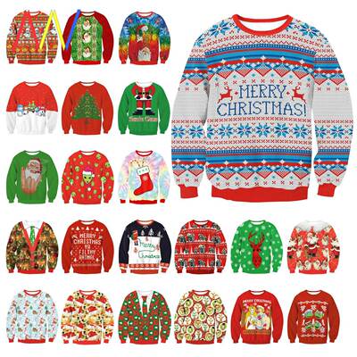 Ugly Christmas Sweater Hoodies Women Men Autumn Sweatshirt