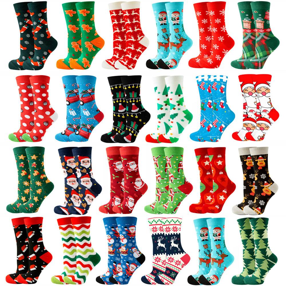 20pcs Santa Claus Female Socks Elk SocksChristmas Tree Socks