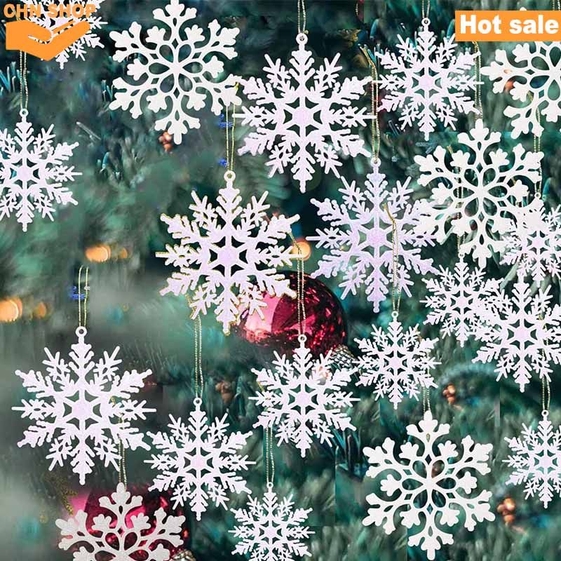 Christmas tree decorations snow flakes christmas balls set