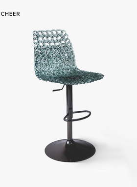 Gina新款透明水晶吧台椅家用升降旋转餐导椅高靠背轻奢高脚椅子