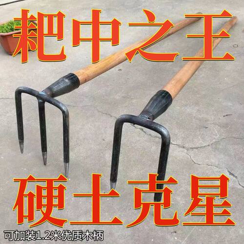 农用工具三齿耙子二齿耙子老式老款找菌子神器新款弹簧钢特大号