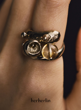 herherlin【新品】原创球铃转珠双层戒指小众设计感气质指环
