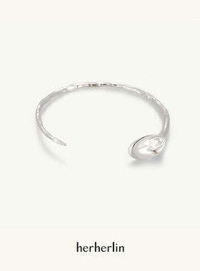 herherlin【新品】原创角铃锤纹925银细手镯小众高级开口百搭叠戴