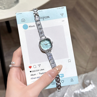 金米欧手表女高颜值碎碎冰小方糖锆石手链表女士女款高级感小手表