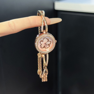 金米欧手表女精致小巧手链式山茶花镶钻石英表轻奢小众女士女款
