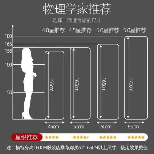 镜子壁全身穿衣镜用圆角落地试衣镜挂家VMG贴墙墙卧室挂立体落地