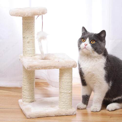 猫ZXG厂家直销猫架三层剑麻抓爬柱中小猫咪磨爪解闷型猫抓板玩具