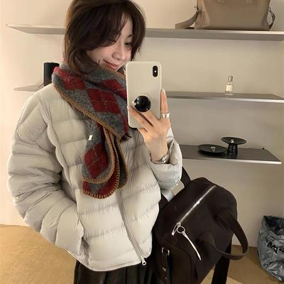 2025冬季新款新国标90白鸭绒无领排骨羽绒服女防寒