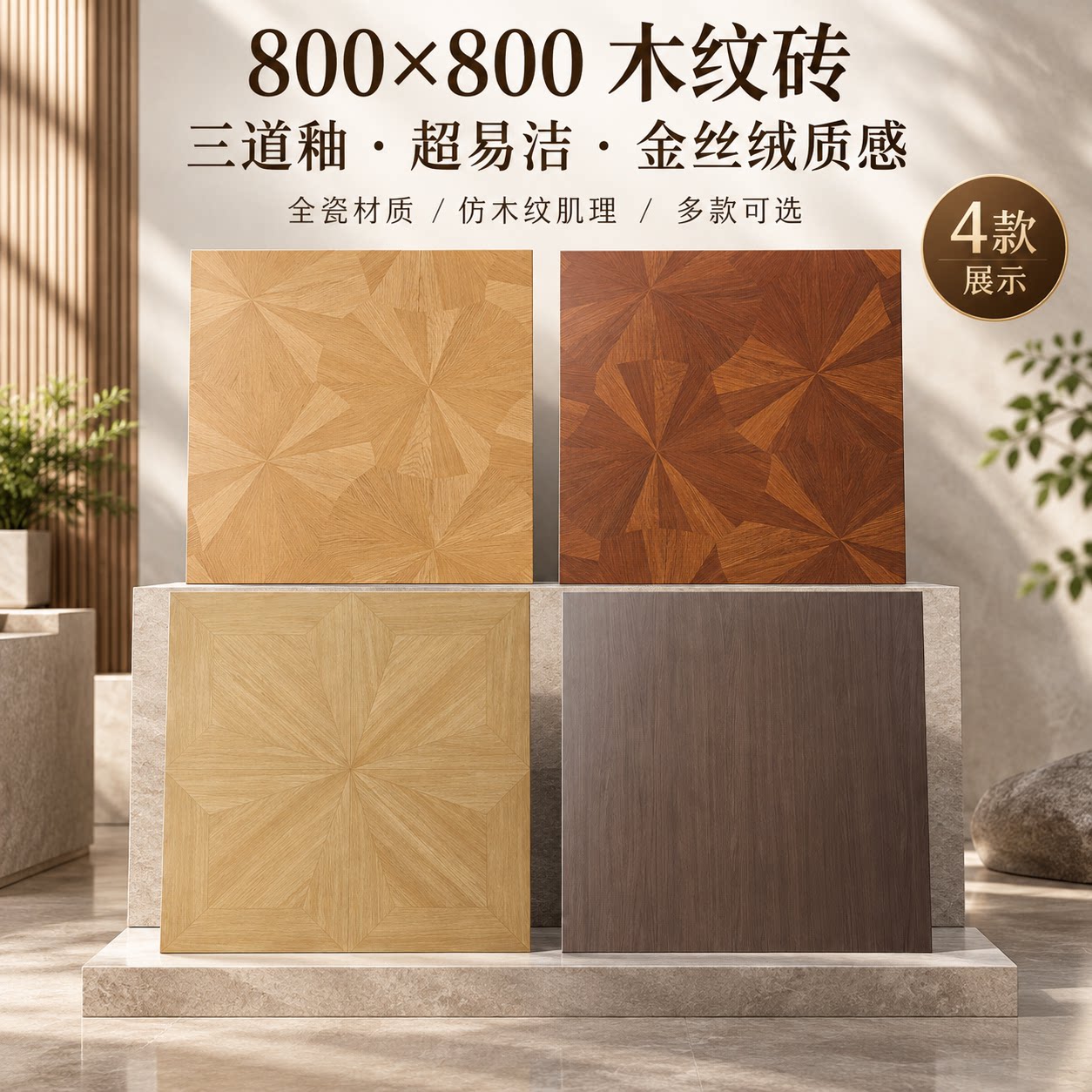 金丝绒木纹砖800x800防滑耐磨