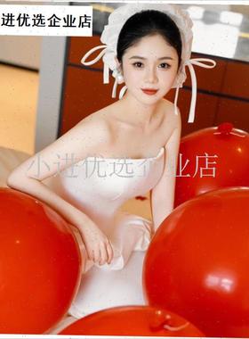 结婚36a寸红色气球新娘晨袍拍照道具大号氛围感婚礼婚房布置装饰/