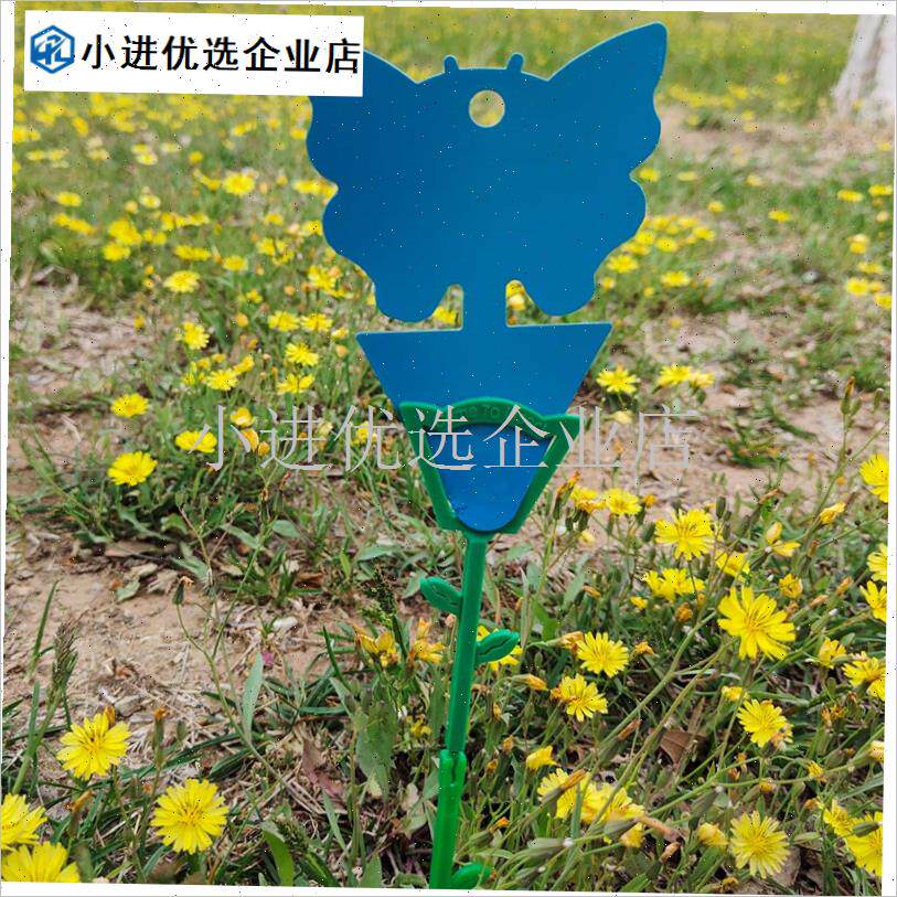 黄色蓝色双面粘虫板异形配套插杆双面小黑飞虫家庭W菜园艺农业花\