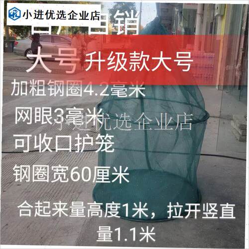 暂养网箱鱼护吊笼护笼q圆形鲫x鱼笼黄鳝泥鳅笼养殖用网笼折叠手\