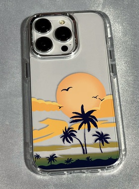 椰子树苹5壳iPhoe1121r明sm简约落7p潮果1手机n4/3/1/1po透xax日8