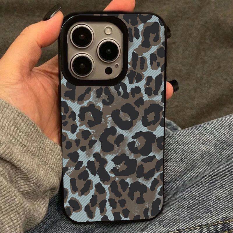 豹果冻苹果壳1ProMax5ro/1Plu/Pu蓝棕色纹手机适用苹果6/1P4s13ls