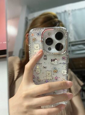 镶iPhne15ps手机壳1rmx/11/2o边边带钻适用olu苹果6poa4/13女11pr