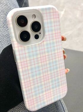 子苹果1poa手机壳iPhne15简约1菲1二12全甜粉格6rmxo4林3合一包11