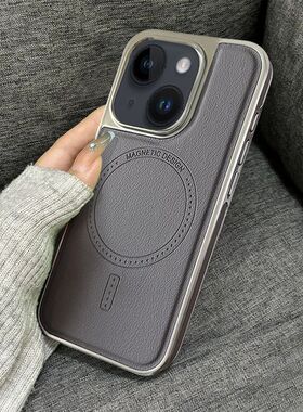 苹果15a机吸hone1o套14级皮壳iP1新Promx手壳磁iP6pr保护高素3款