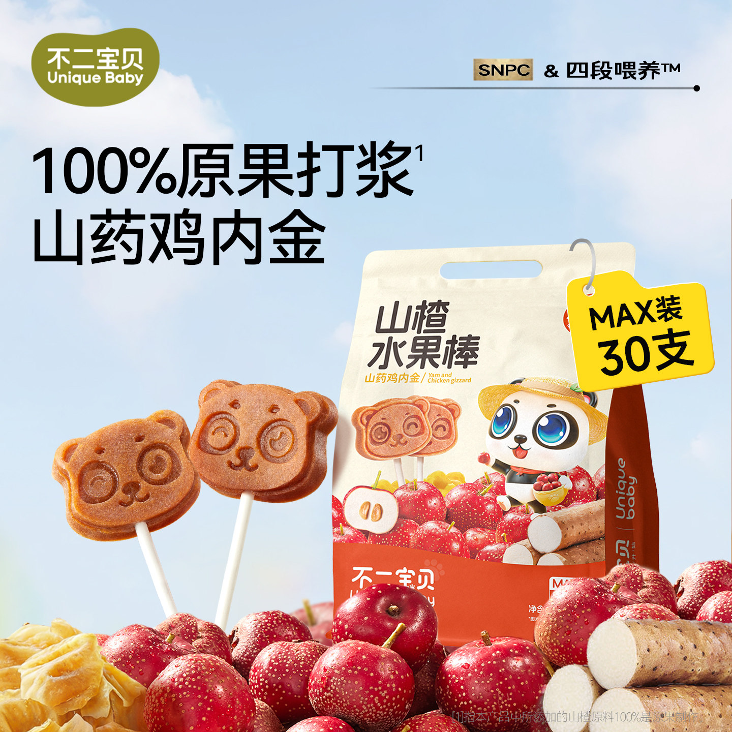 不二宝贝山楂水果棒棒糖鸡内金搭无添加糖葫芦婴儿幼儿童宝宝零食