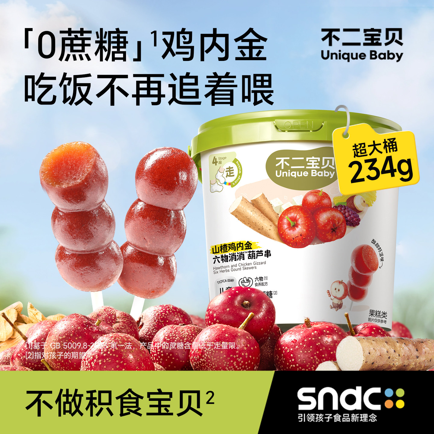 【好物体验专享】不二宝贝鸡内金山楂葫芦串234g*1桶,婴童食品,果肉条,淘宝优惠券,粉丝福利购,淘宝优惠卷