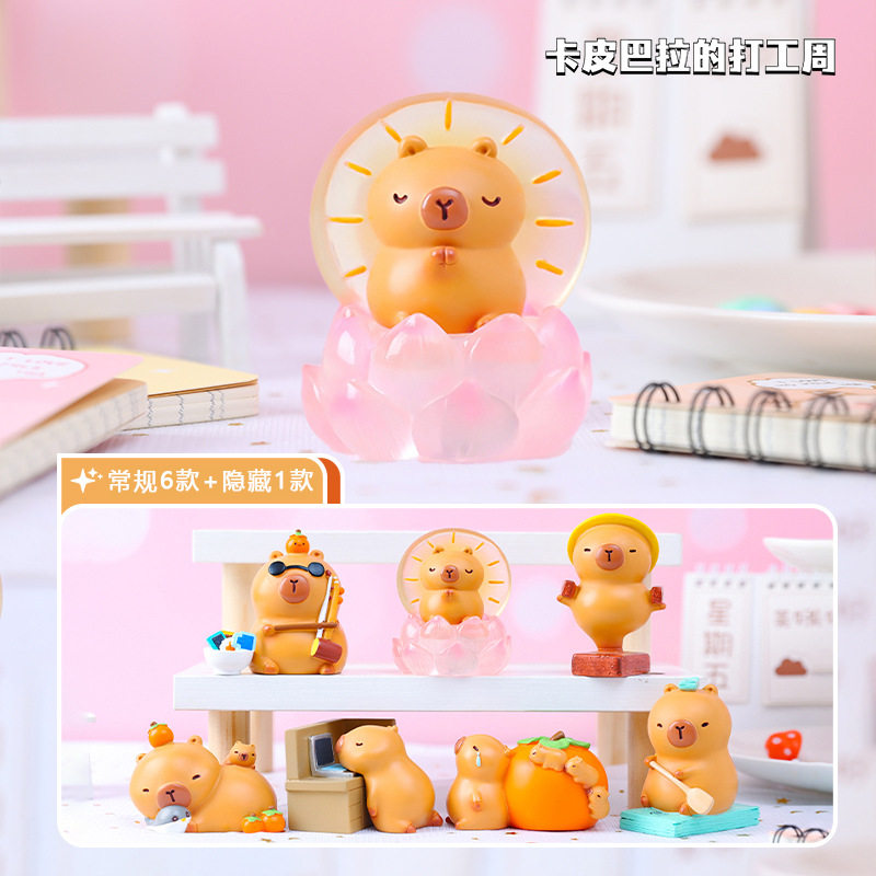 卡皮巴拉的打工周盲盒摆件明盒手办水豚网红公仔潮玩桌面生日礼物,模玩/动漫/周边/娃圈三坑/桌游,潮玩盲盒,淘宝优惠券,粉丝福利购,淘宝优惠卷