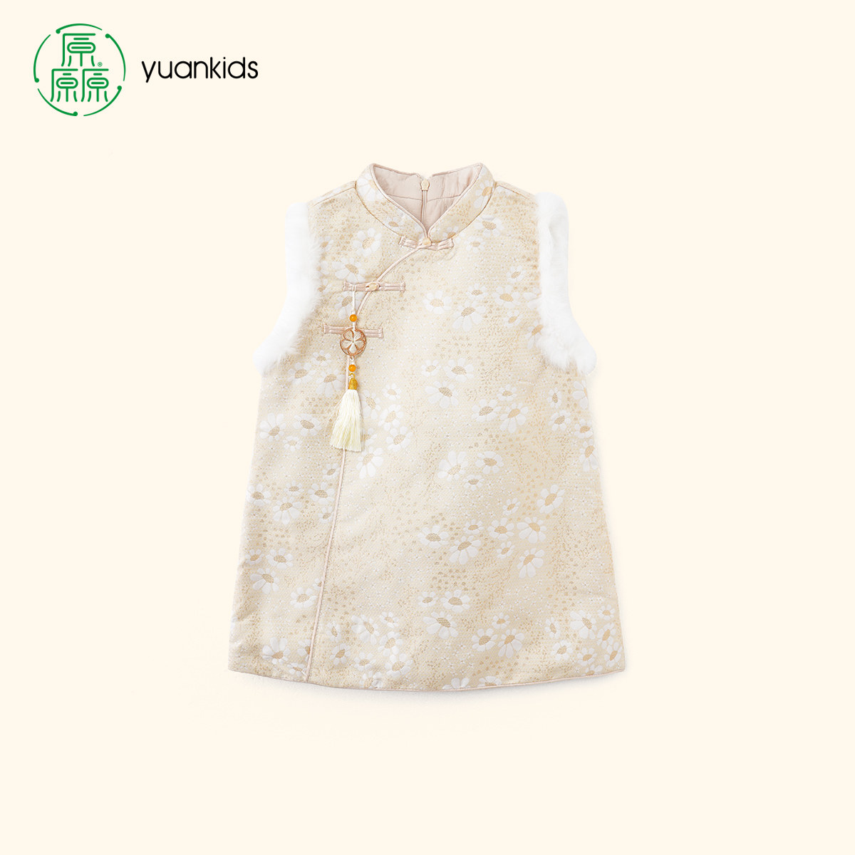 厵女童旗袍裙2025冬季新款中小童夹棉加厚中国风无袖连衣裙演出服