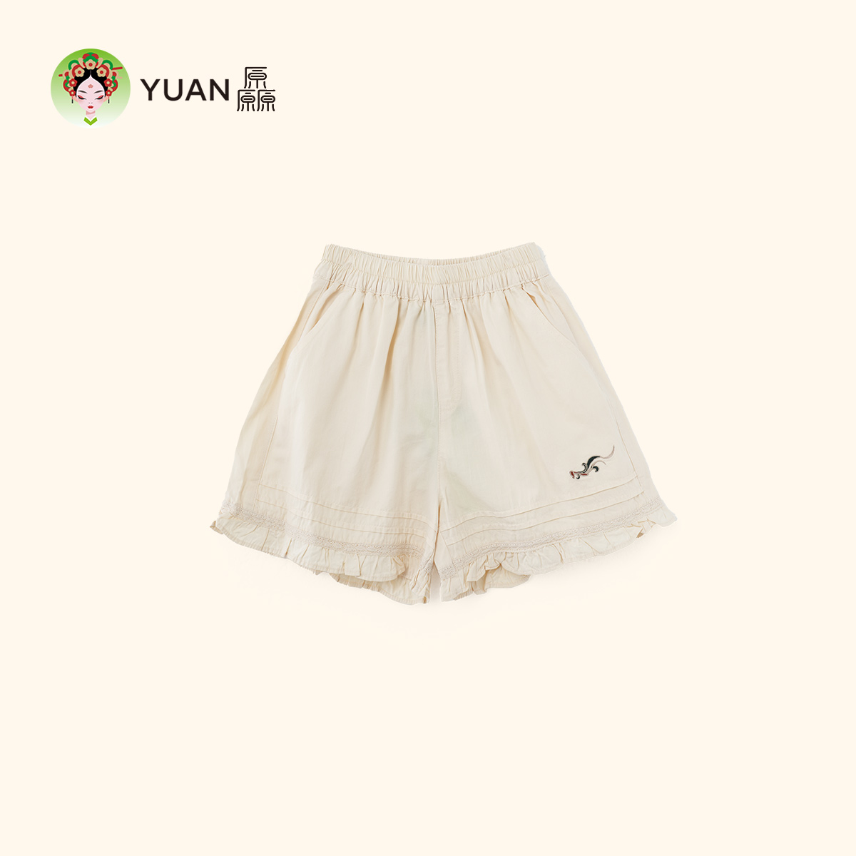 厵YUAN女童牛仔短裤外穿儿童休闲裤子中大童夏天热薄款绣花布短裤