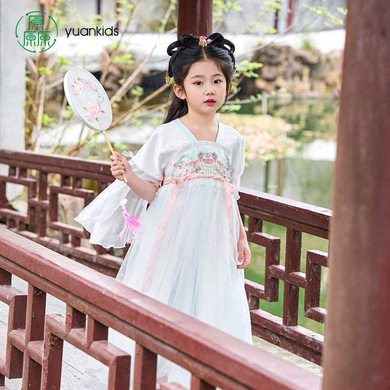 原上呦呦汉服女童新款夏款女孩中国风古装超仙唐装连衣裙潮演出服