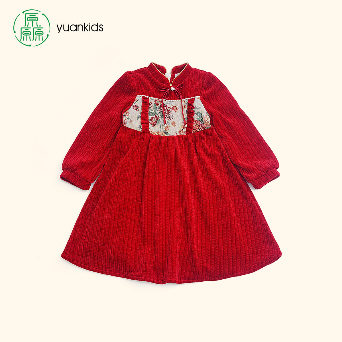 厵女童加绒连衣裙2025冬新款中大童保暖洋气过年中国风裙子演出服