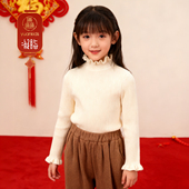 国风木耳边毛衣女宝柔软保暖打底衫 厵yuan女童针织衫 秋冬2025新款