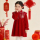 厵yuan女童红色中国风拜年服长袖 连衣裙春秋宝宝洋气小女孩公主裙