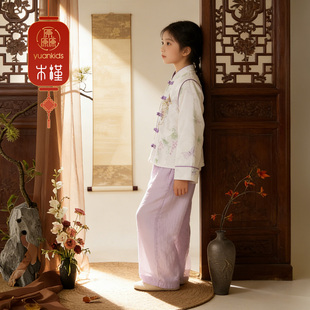 厵yuan女童汉服套装春季2026新中式春秋装儿童国风盘扣上衣+裤子