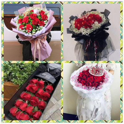 七夕情人节红玫瑰花束礼盒同城送女友吉林市船营昌邑区鲜花店速递