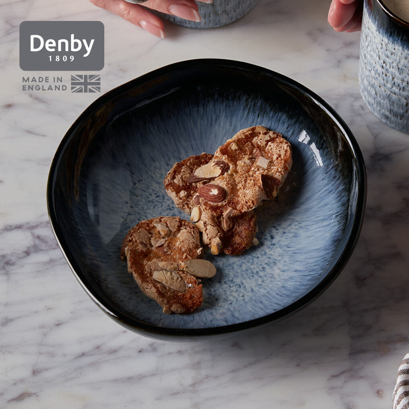 denby丹碧英国进口黑露陶瓷盘子深盘家用西餐盘异型创意餐盘餐具
