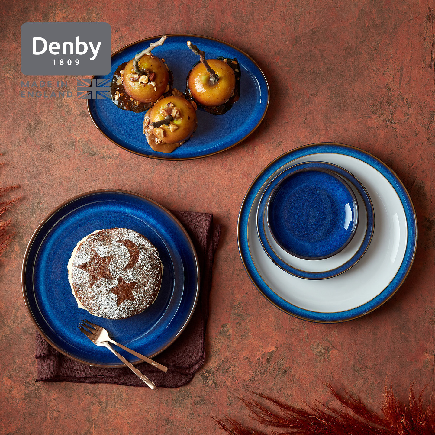 【帝王蓝系列】Denby丹碧英国进口陶瓷餐具家用平盘饭碗烤盘鱼盘