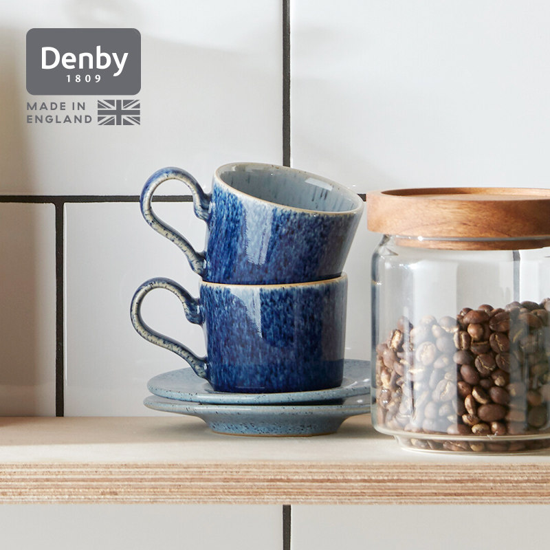 denby丹碧英国进口浓缩咖啡杯碟创意陶瓷杯下午茶套装礼物 艺匠蓝
