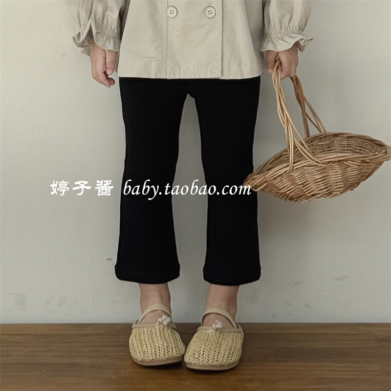 儿童洋气弹力修身喇叭裤2025新款韩版女宝宝春款百搭休闲九分裤潮