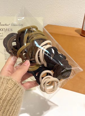 简约橡皮筋女扎头发头绳高弹力耐用皮套发绳不勒头发黑色发圈