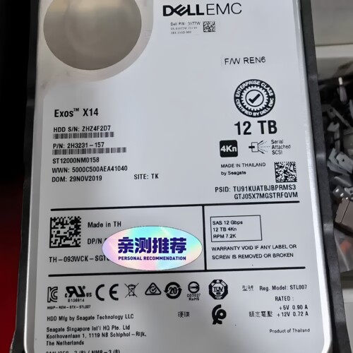 DELL 093WCK 12T SAS 3.5 ST12000NM0158 4KN存储硬盘 SCV3000