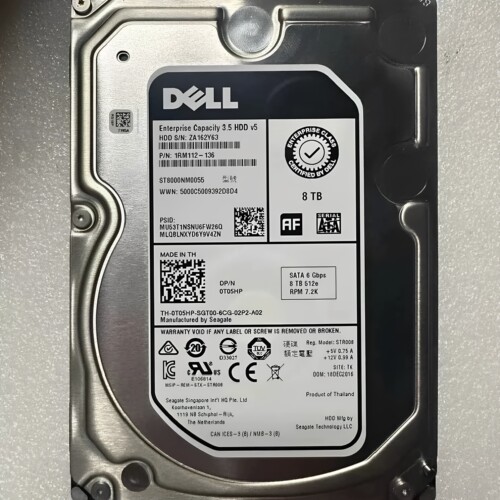 DELL 0T05HP 8T SATA 7.2K 6GB 3.5寸服务器硬盘ST8000NM0055