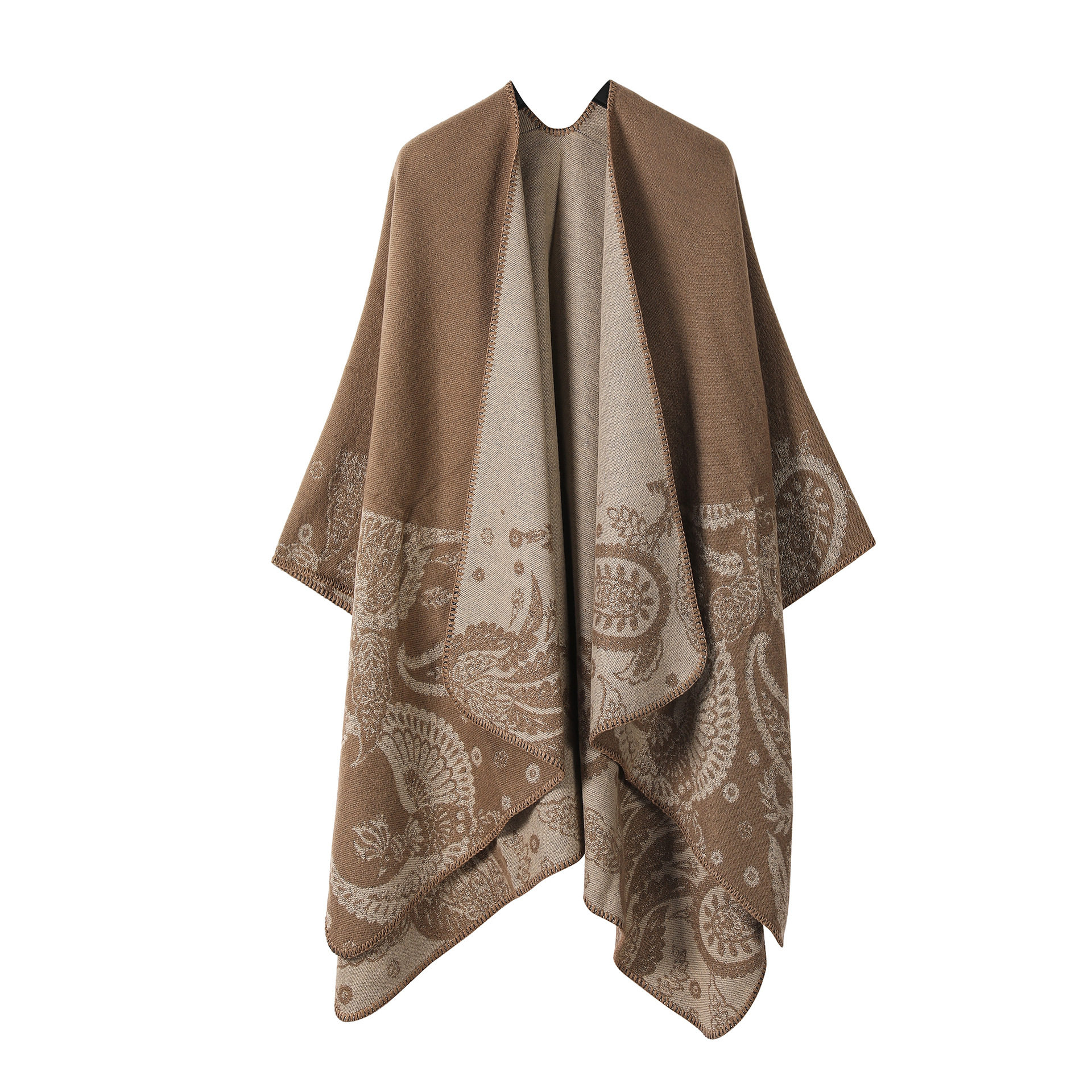 Plain cashew flower shawl for tourism, paired with a split