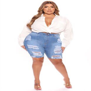 summer short jeans women fat ladies pants plus size L-5XL