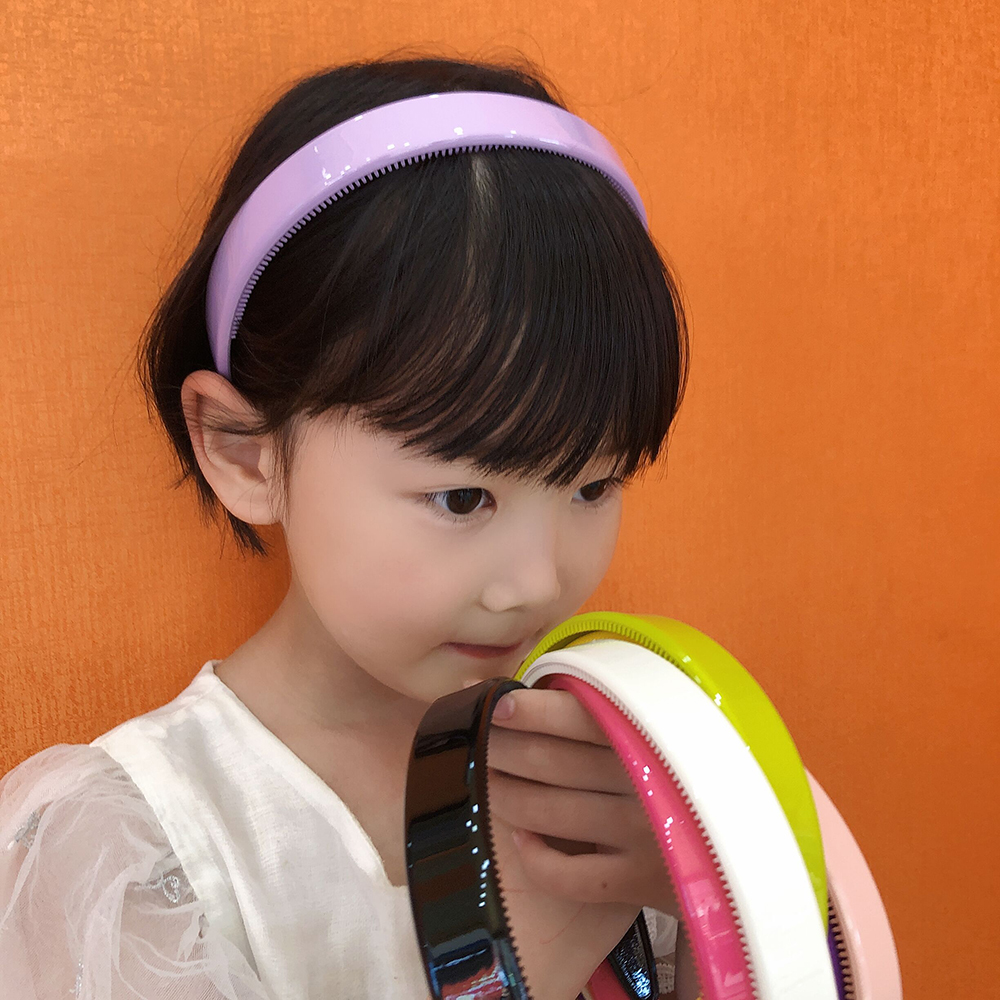 发箍2厘米儿童少女光面校园纯色高级感头箍亮面彩色黑色发卡头饰