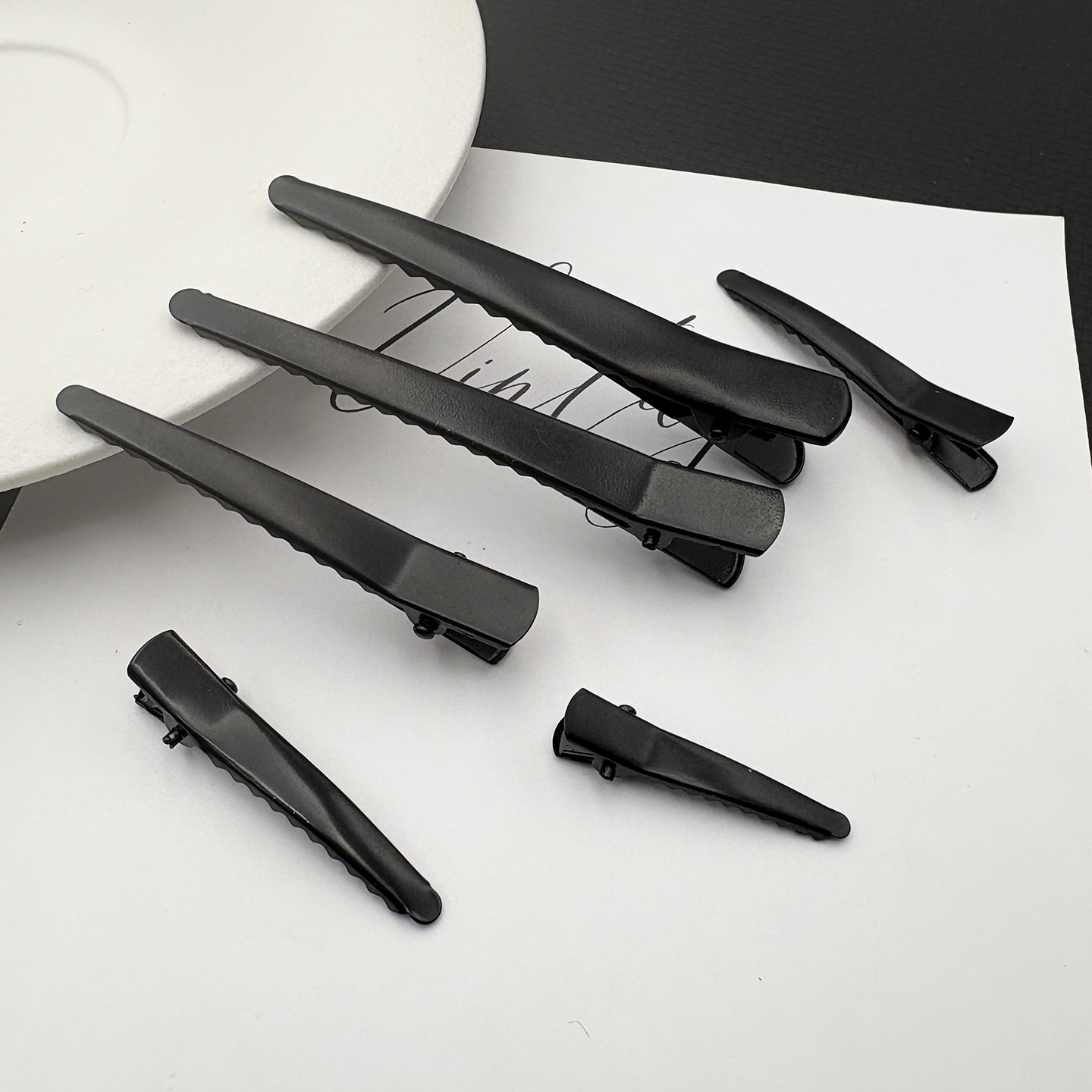 金属黑色圆角鸭嘴夹发夹磨砂边夹