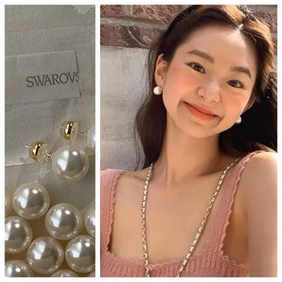 fever同款珍珠耳饰施家感s925999银耳钉女无耳洞耳夹跨境