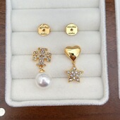 新品 TB系列爱心星星珍珠耳钉欧美时尚 轻奢字母锆石耳坠气质耳饰女