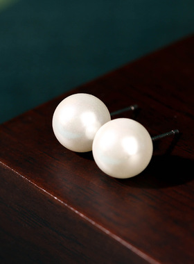 直播热卖法式vintage复古贝壳珍珠耳钉小清新简约养耳洞